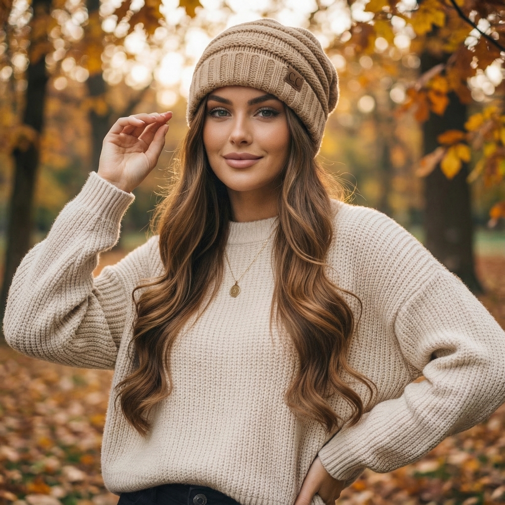 C.C Cozy Knit Hat Camel / Tan - Picture 11 of 11